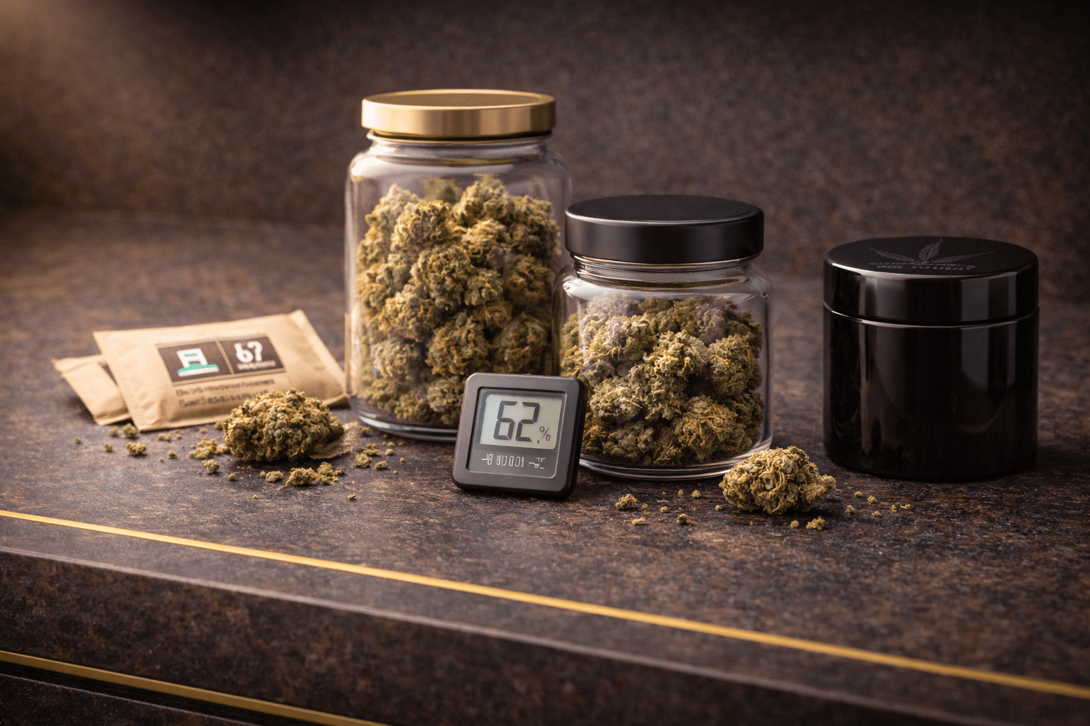 Cannabis & CBD-Blüten richtig lagern – Luftfeuchtigkeit, Temperatur, Lichtschutz & das passende Zubehör - Golden Leaf Culture