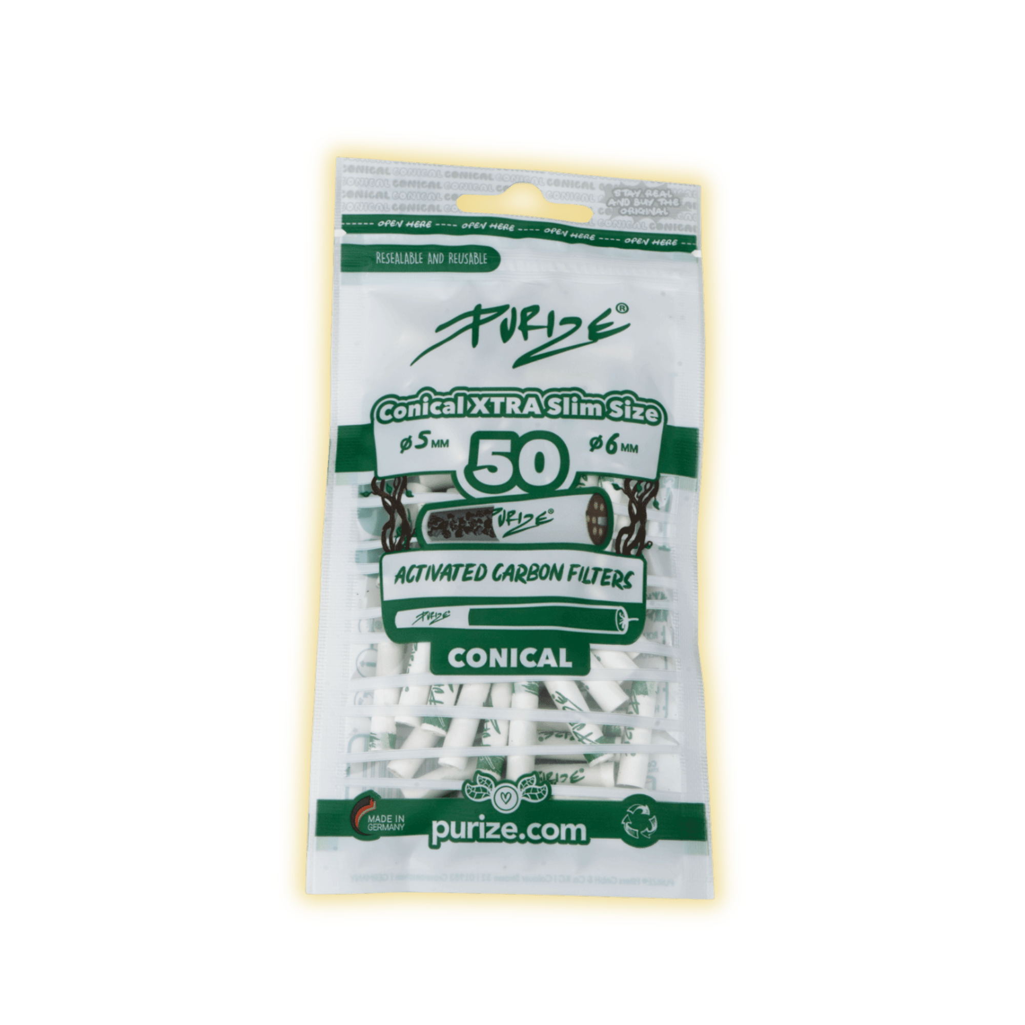 PURIZE Conical Filter (50er Beutel) Aktivkohlefilter kaufen - Golden Leaf Culture