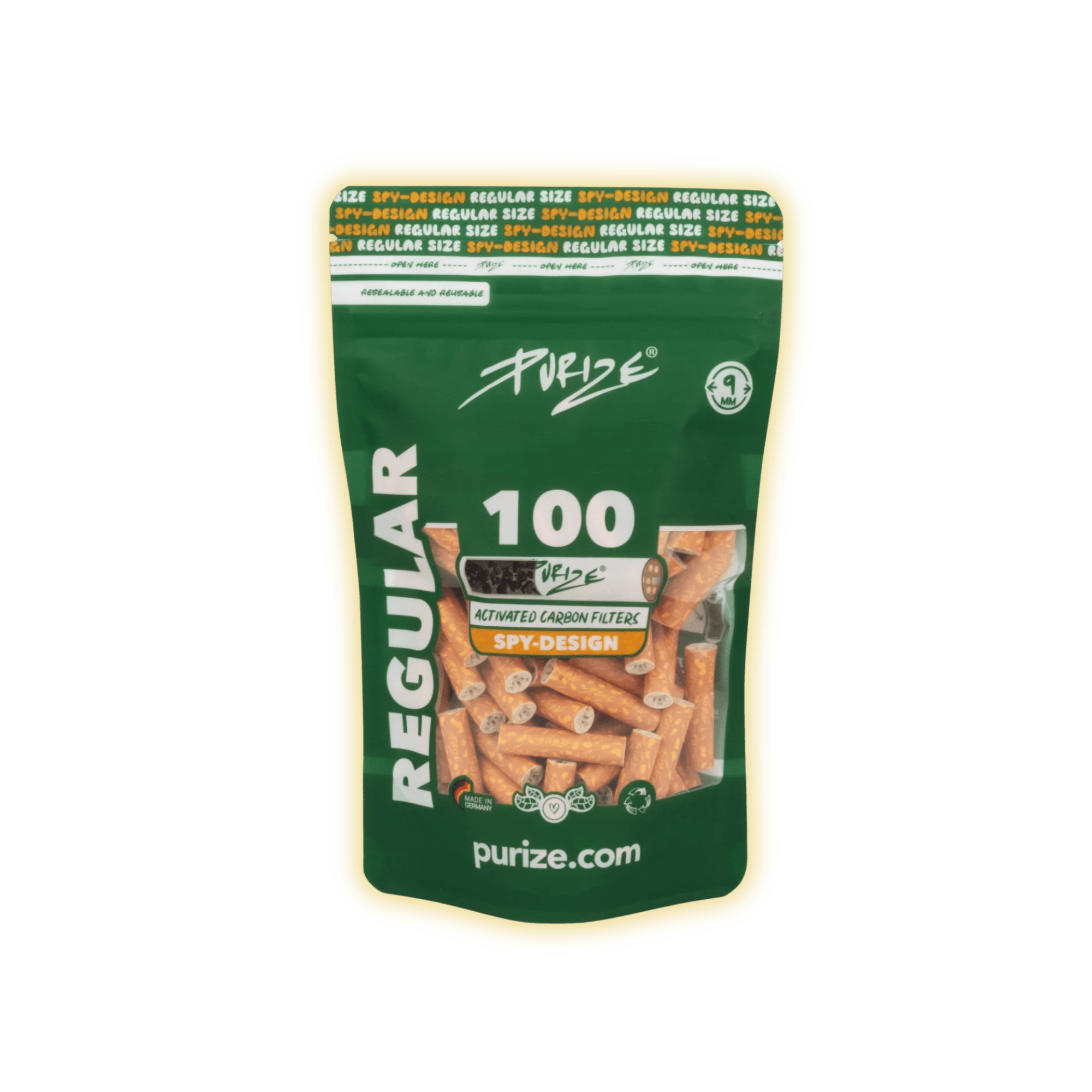 PURIZE Regular Size 9mm (100er Beutel) Aktivkohlefilter kaufen - Golden Leaf Culture