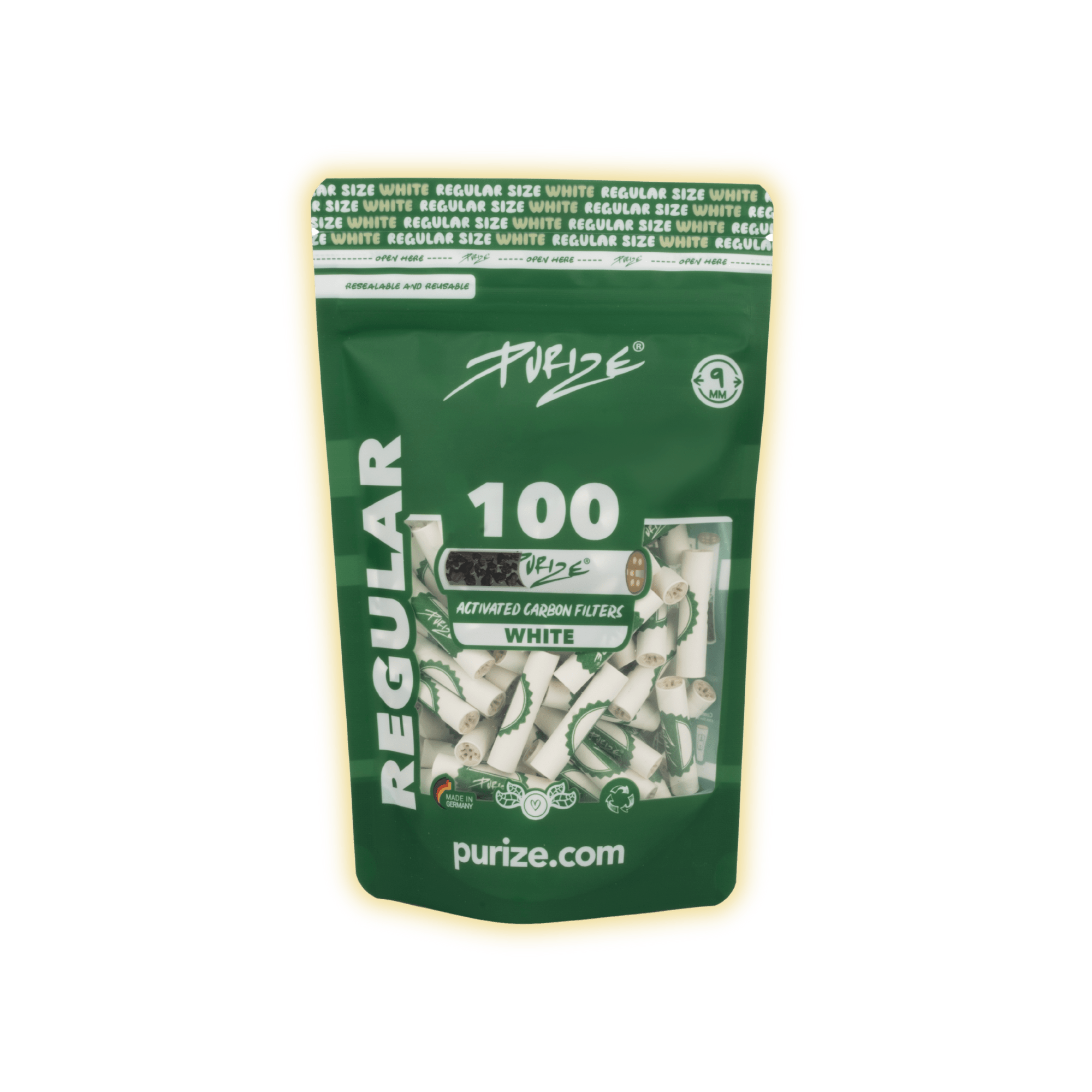 PURIZE Regular Size 9mm (100er Beutel) Aktivkohlefilter kaufen - Golden Leaf Culture