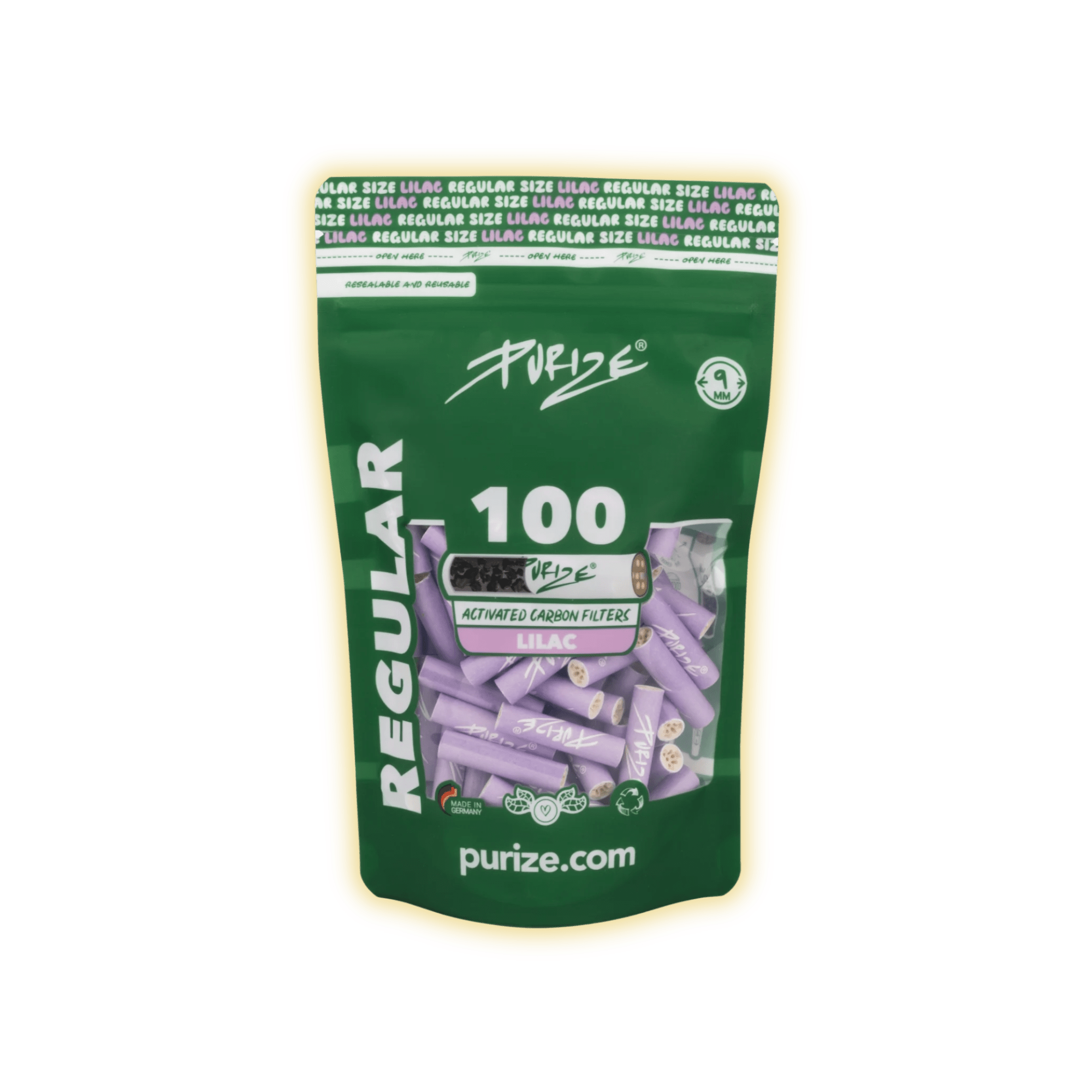 PURIZE Regular Size 9mm (100er Beutel) Aktivkohlefilter kaufen - Golden Leaf Culture