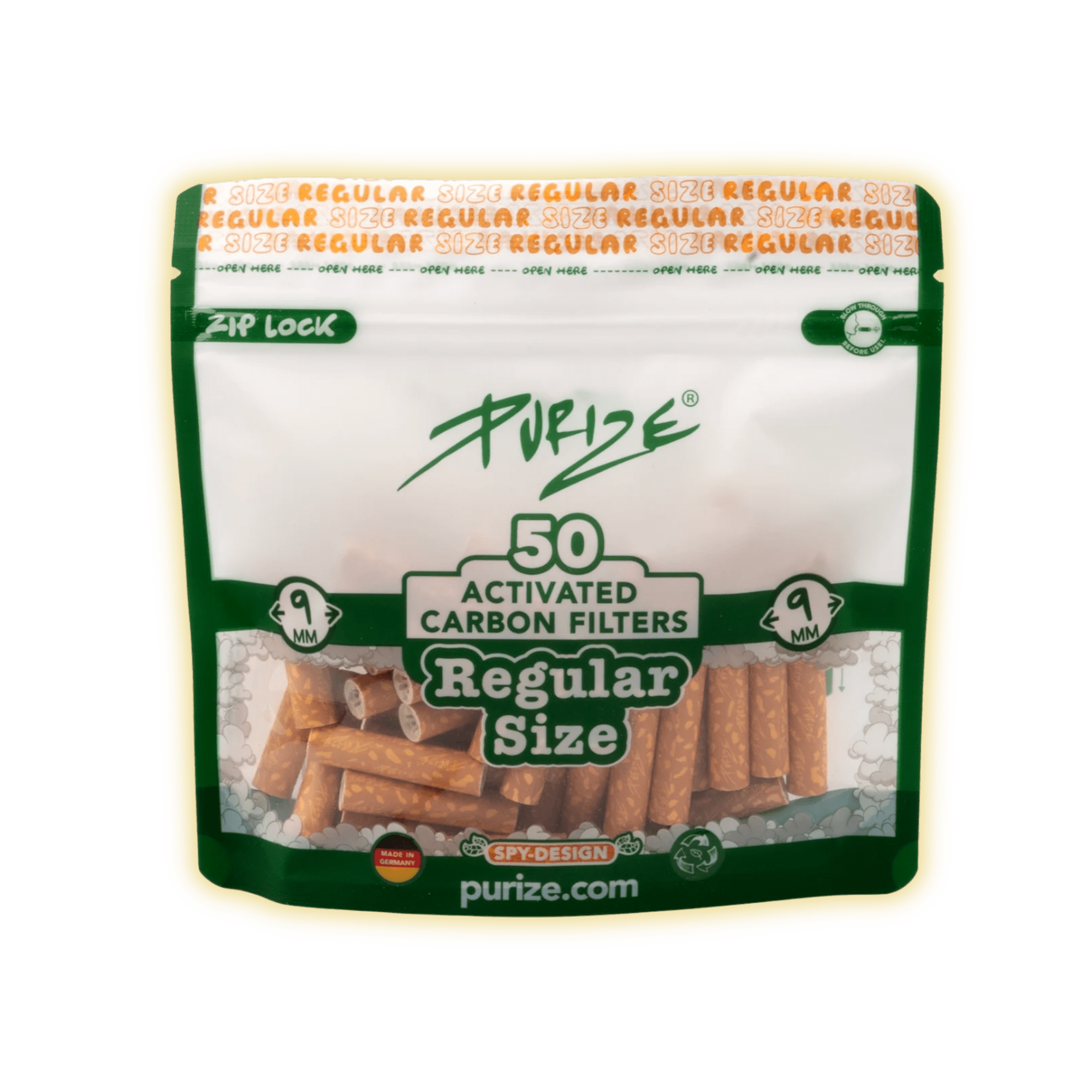PURIZE Regular Size 9mm (50er Beutel) Aktivkohlefilter kaufen - Golden Leaf Culture