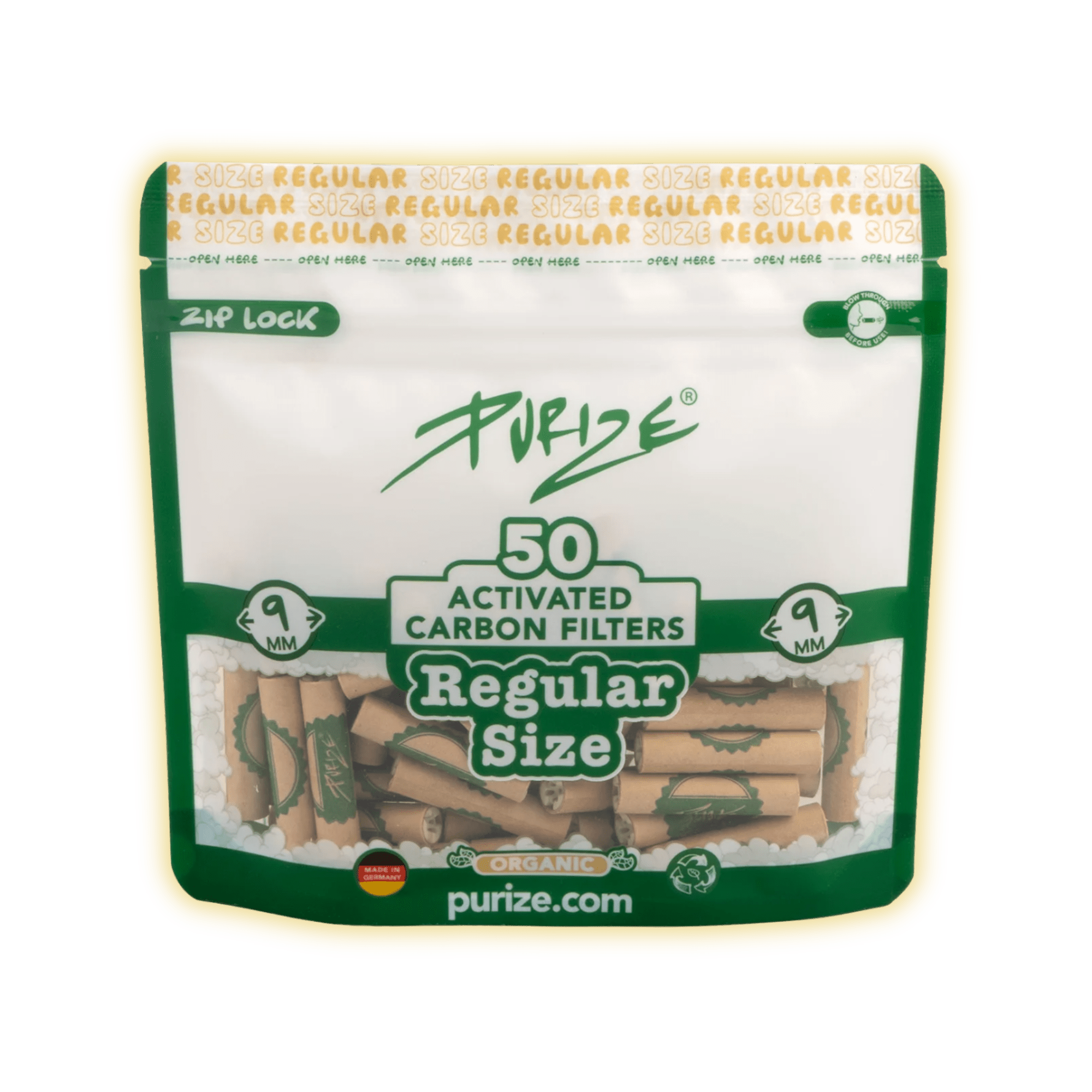PURIZE Regular Size 9mm (50er Beutel) Aktivkohlefilter kaufen - Golden Leaf Culture