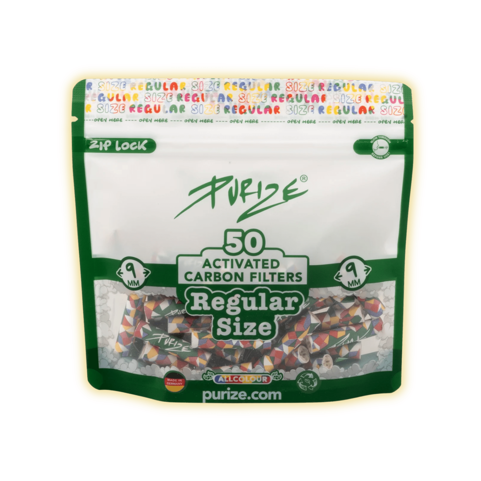 PURIZE Regular Size 9mm (50er Beutel) Aktivkohlefilter kaufen - Golden Leaf Culture