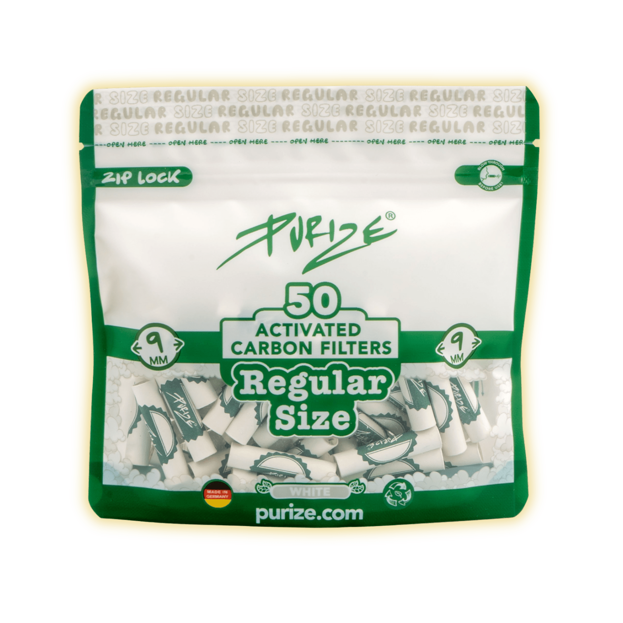 PURIZE Regular Size 9mm (50er Beutel) Aktivkohlefilter kaufen - Golden Leaf Culture