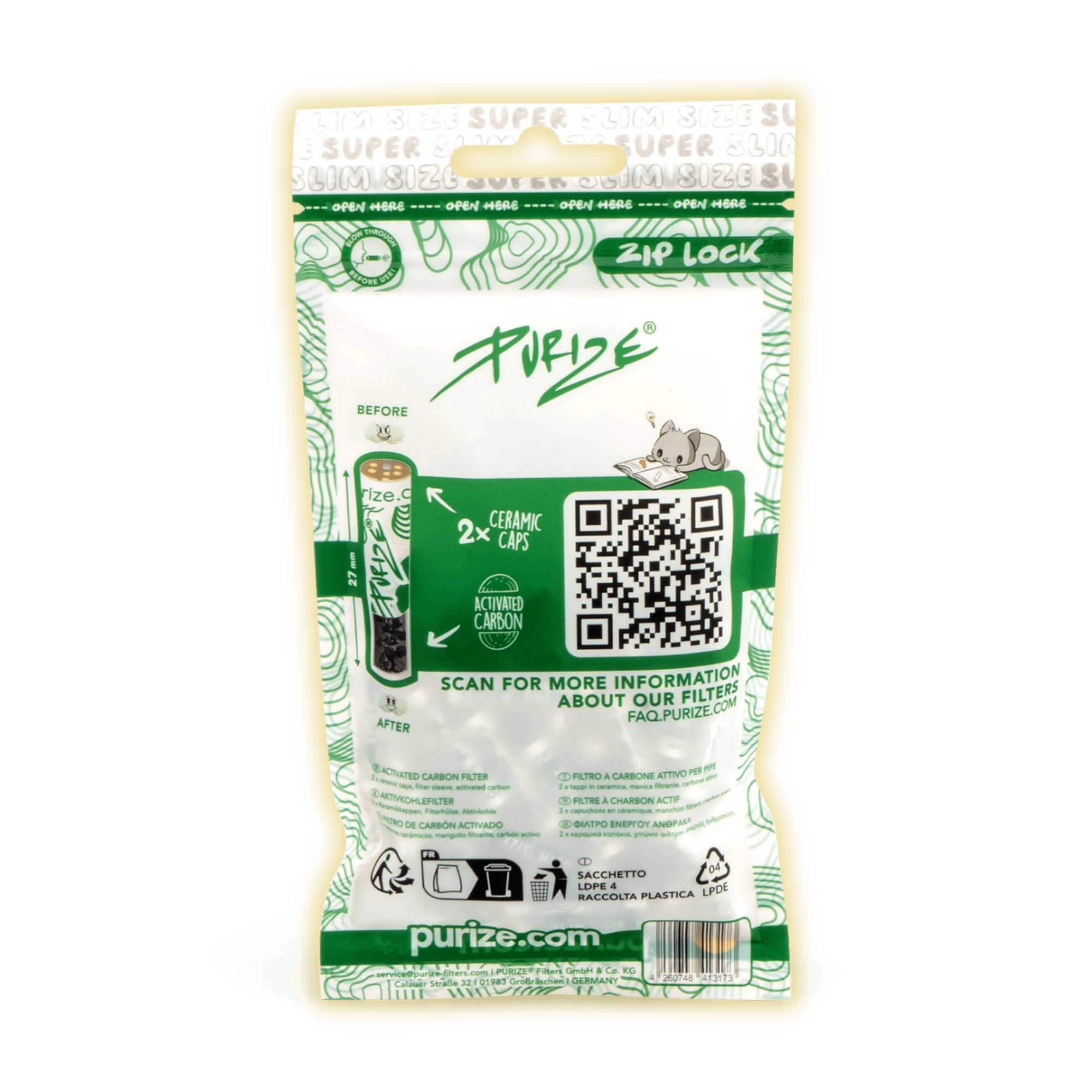 PURIZE Super Slim Size 5mm (50er Packung) Aktivkohlefilter kaufen - Golden Leaf Culture