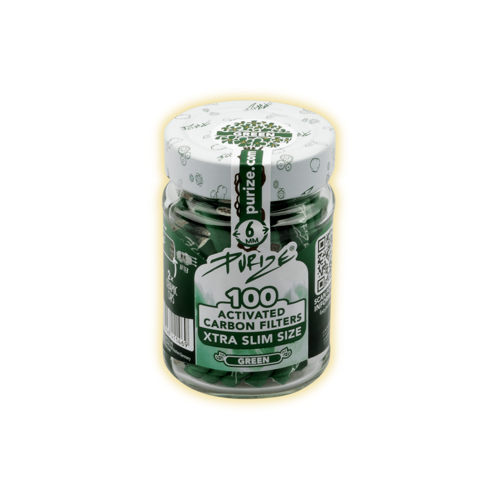 PURIZE XTRA Slim Size 6mm (100er Glas) Aktivkohlefilter kaufen - Golden Leaf Culture