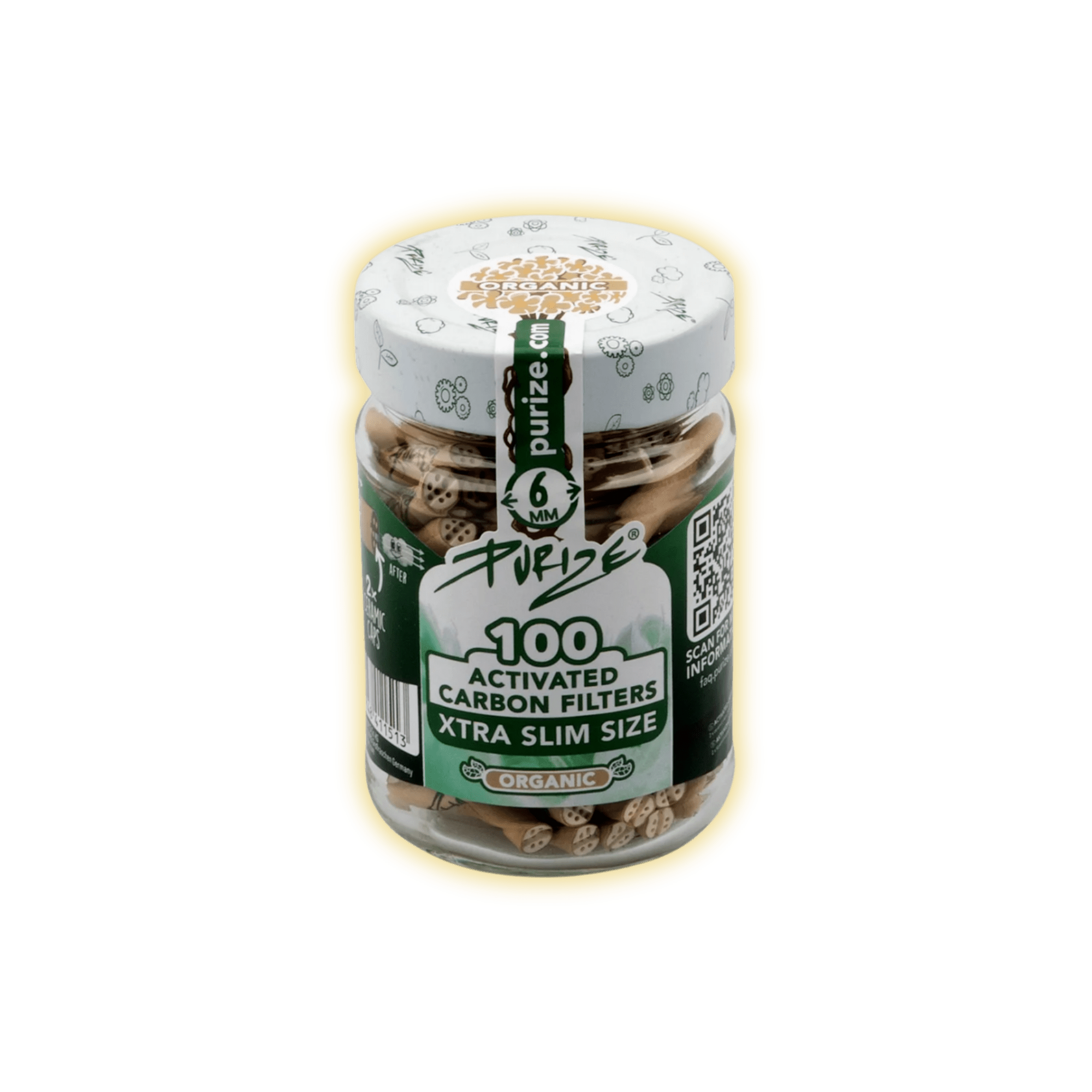 PURIZE XTRA Slim Size 6mm (100er Glas) Aktivkohlefilter kaufen - Golden Leaf Culture