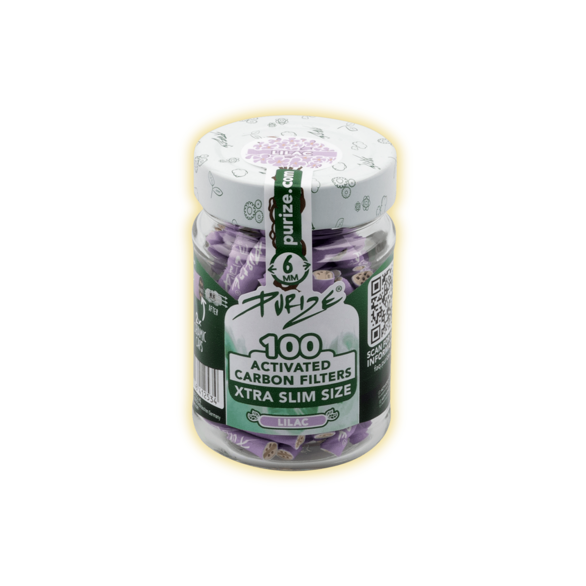 PURIZE XTRA Slim Size 6mm (100er Glas) Aktivkohlefilter kaufen - Golden Leaf Culture