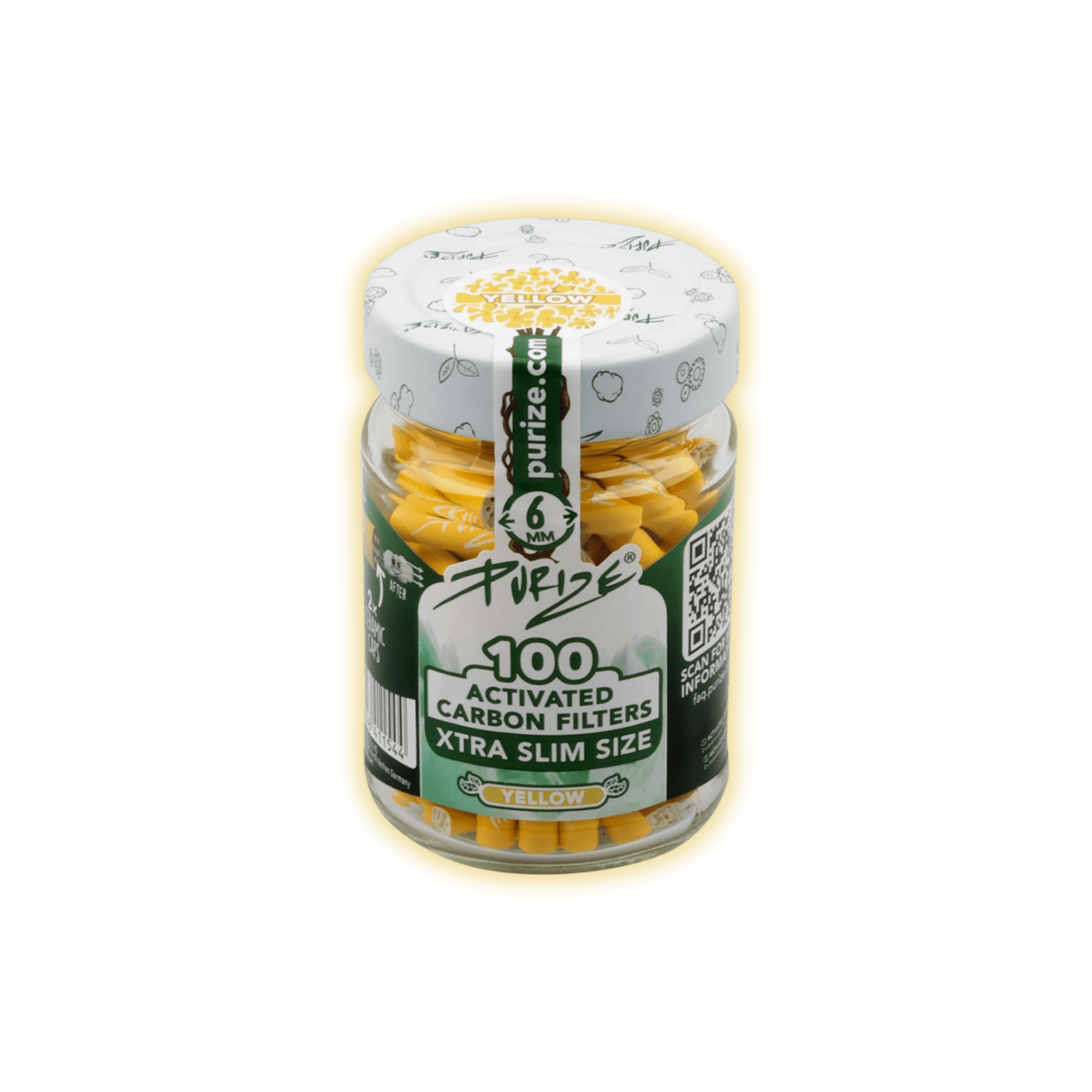 PURIZE XTRA Slim Size 6mm (100er Glas) Aktivkohlefilter kaufen - Golden Leaf Culture