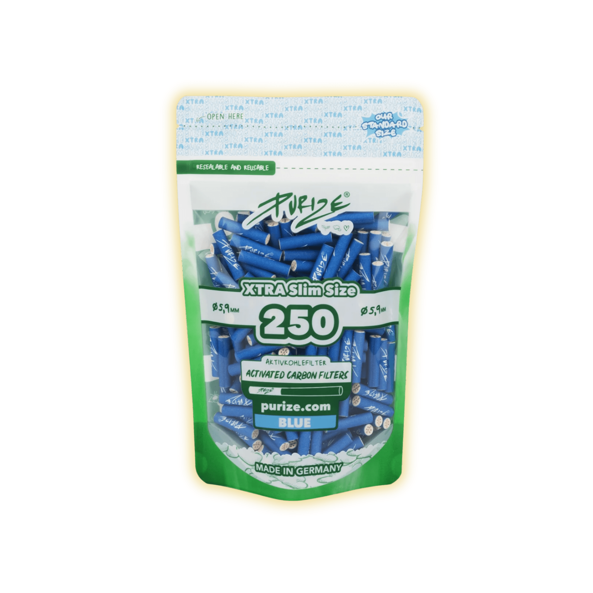 PURIZE XTRA Slim Size 6mm (250er Beutel) Aktivkohlefilter kaufen - Golden Leaf Culture