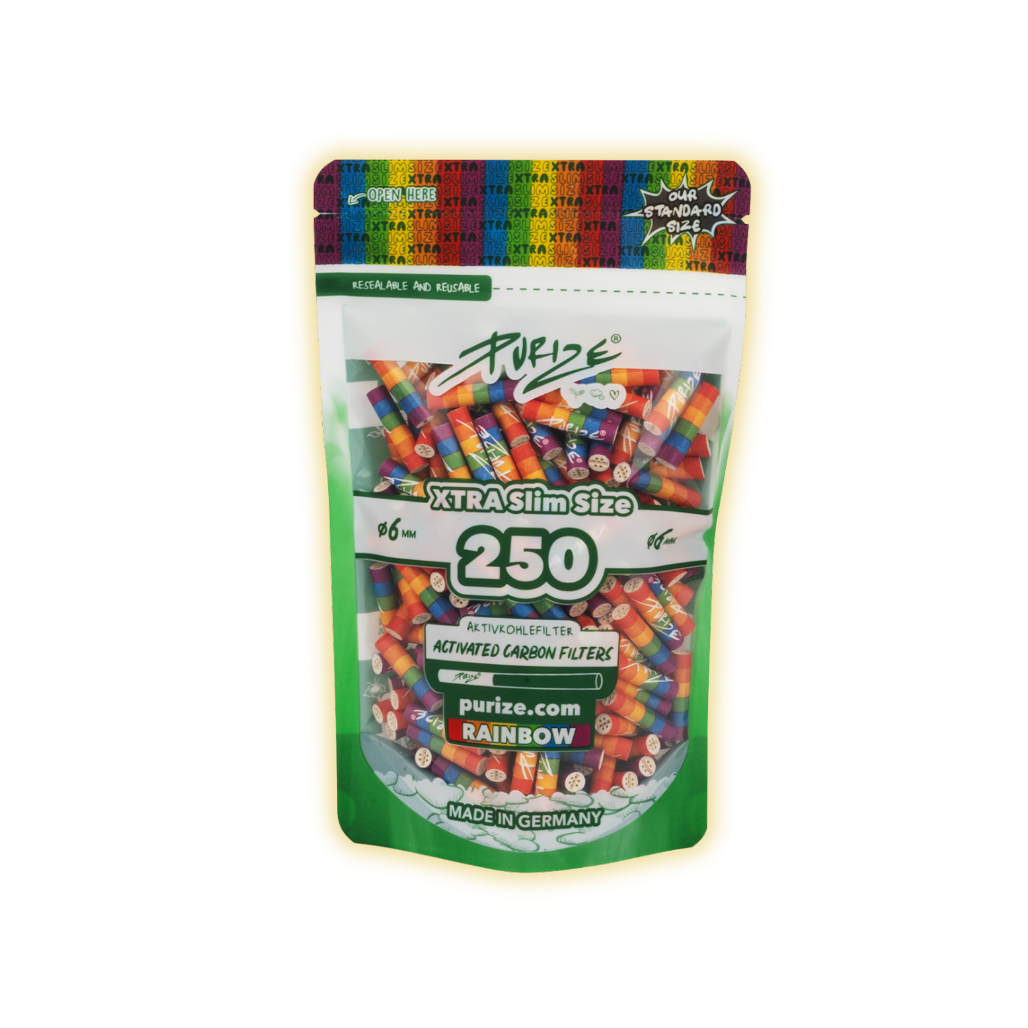 PURIZE XTRA Slim Size 6mm (250er Beutel) Aktivkohlefilter kaufen - Golden Leaf Culture