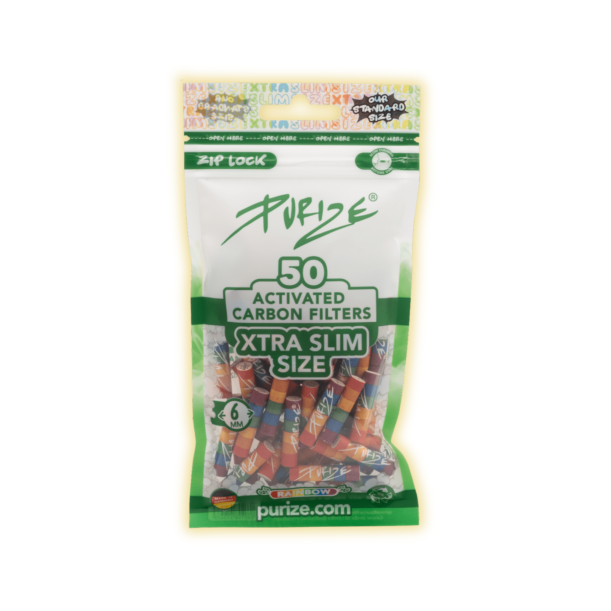 PURIZE XTRA Slim Size 6mm (50er Beutel) Aktivkohlefilter kaufen - Golden Leaf Culture