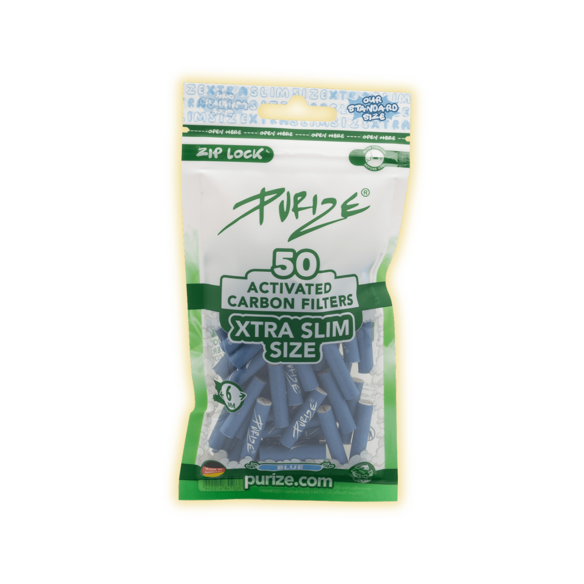 PURIZE XTRA Slim Size 6mm (50er Beutel) Aktivkohlefilter kaufen - Golden Leaf Culture