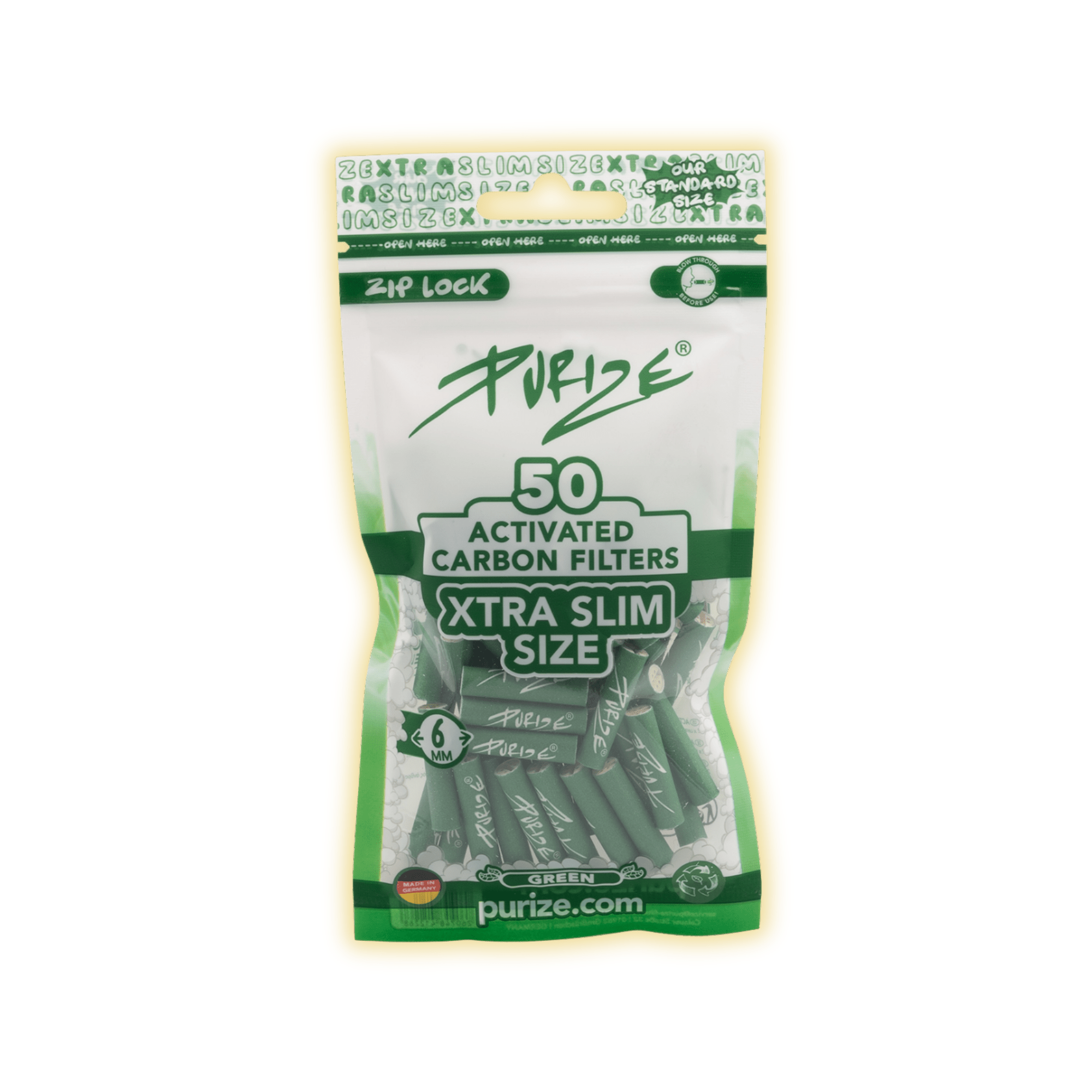 PURIZE XTRA Slim Size 6mm (50er Beutel) Aktivkohlefilter kaufen - Golden Leaf Culture