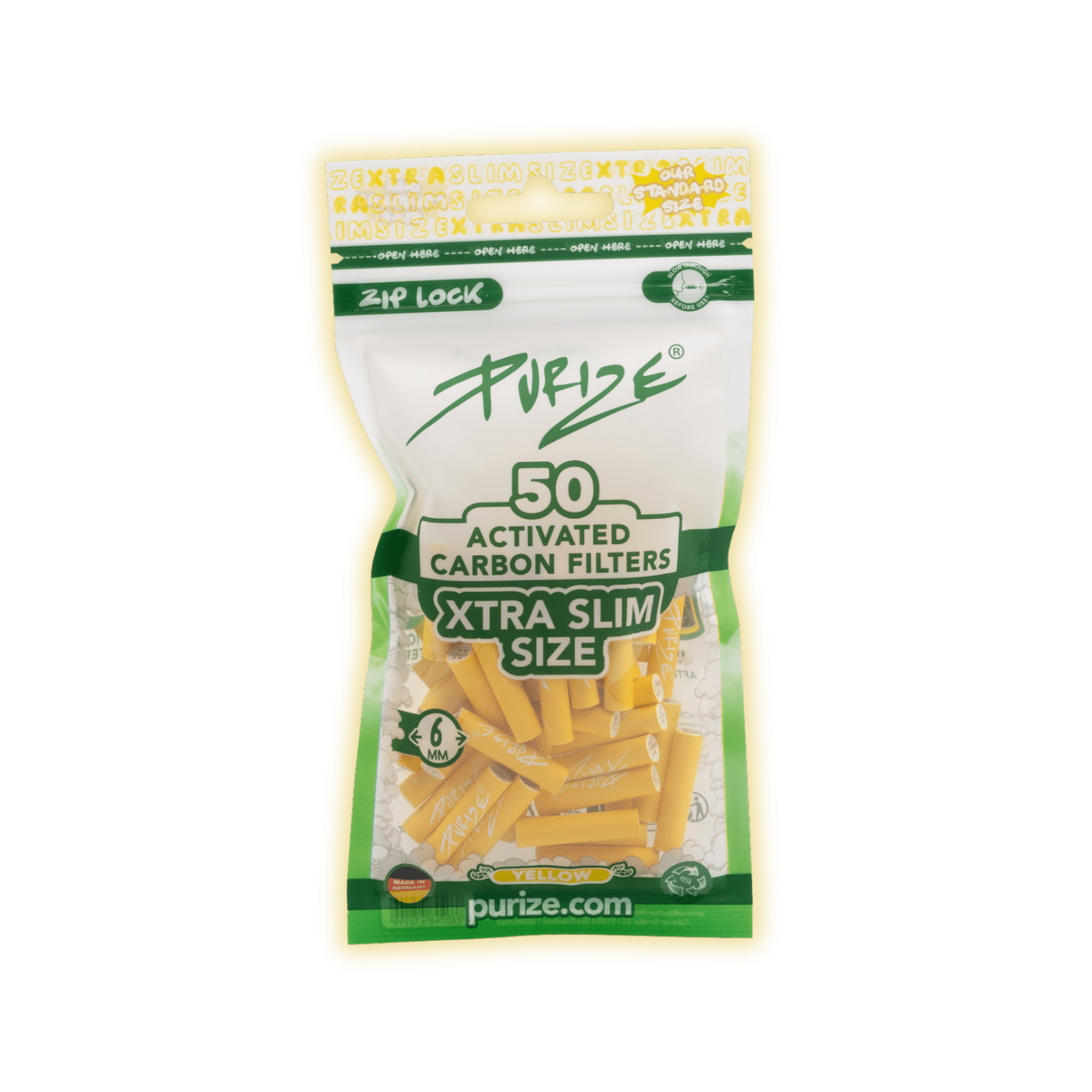 PURIZE XTRA Slim Size 6mm (50er Beutel) Aktivkohlefilter kaufen - Golden Leaf Culture