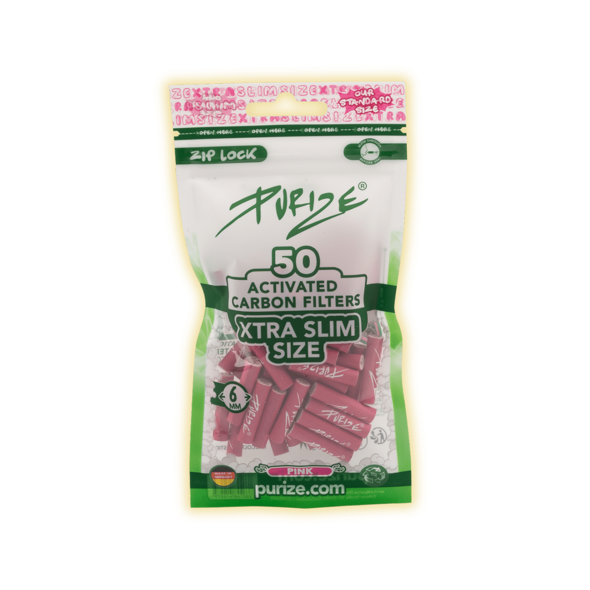 PURIZE XTRA Slim Size 6mm (50er Beutel) Aktivkohlefilter kaufen - Golden Leaf Culture
